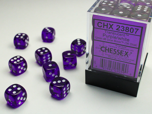 Chessex Translucent Purple/White dice