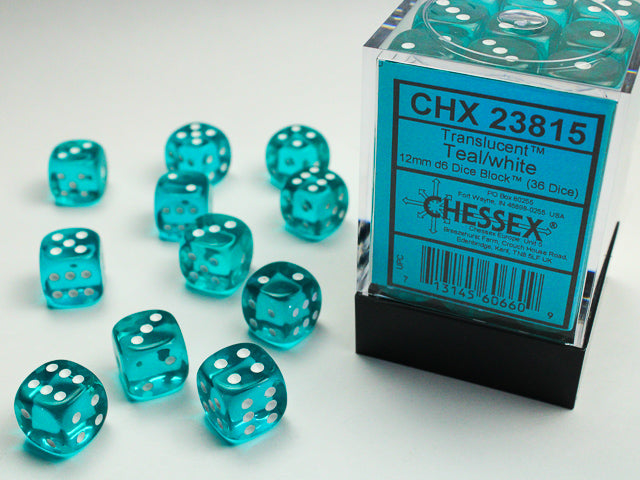 Chessex Translucent Teal/White dice