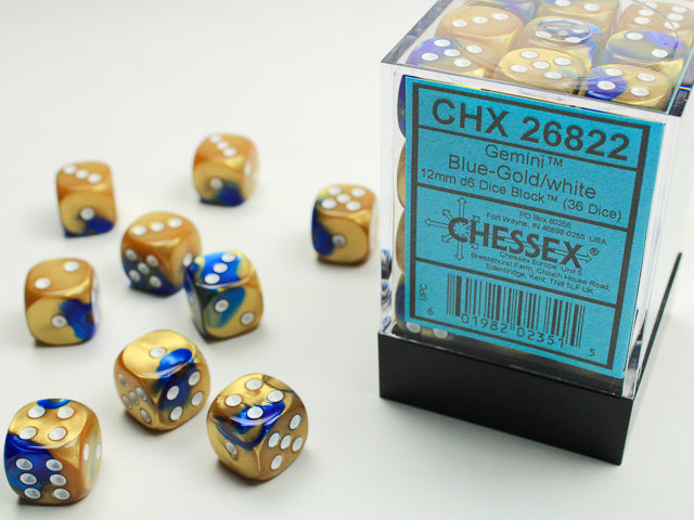 Chessex Gemini Blue Gold/White dice