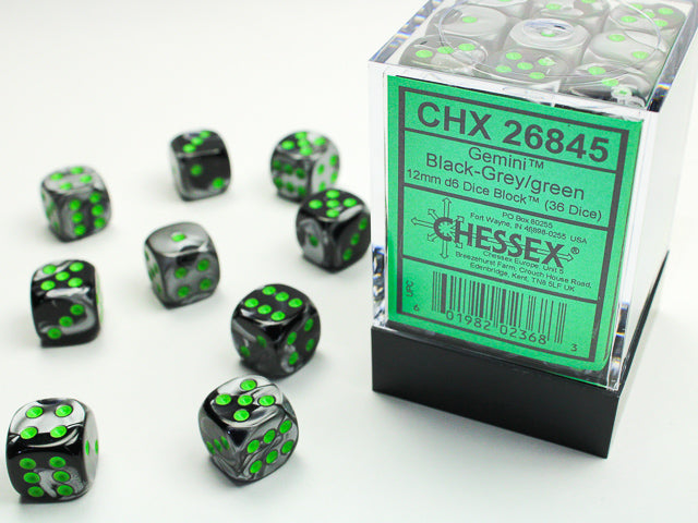 Chessex Gemini Black Grey/Green dice
