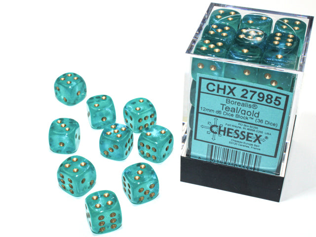 Chessex Borealis Teal/Gold dice