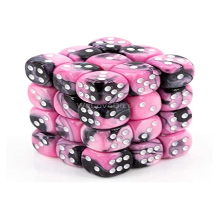 DND Dice Set-Chessex D&D Dice-12mm Gemini Black  Pink  and White Plastic Polyhedral Dice Set-Dungeons and Dragons Dice Includes 36 Dice – D6
